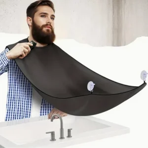 Beard Apron Beard Hair Catcher for Self Shaving and Trimming cape black cloth
