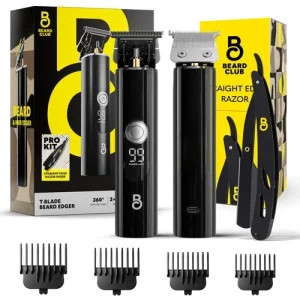 The Beard Club Professional T-Blade Beard Trimmer for Men with Straight Razor...
