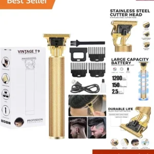 Cordless Professional Beard & Hair Trimmers for Men- T-Blade Zero Gapped